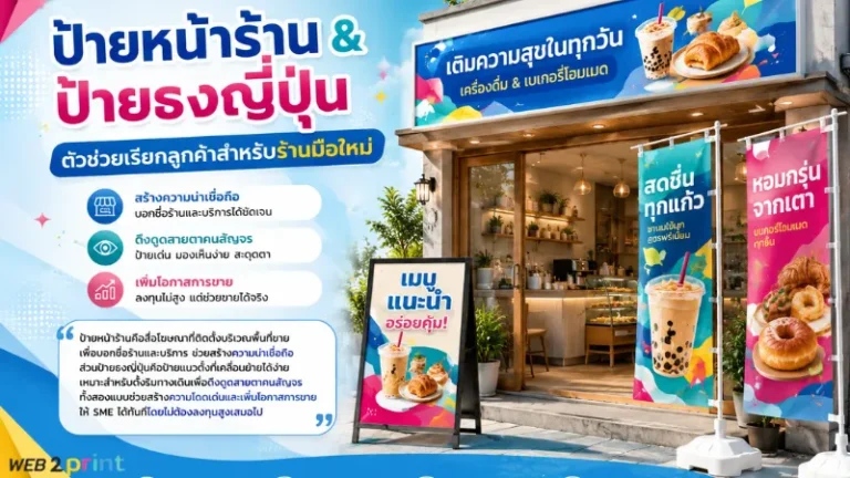 ป้ายหน้าร้านและป้ายธงญี่ปุ่นหน้าร้านคาเฟ่ ช่วยดึงดูดลูกค้าและเพิ่มการมองเห็นร้านใหม่